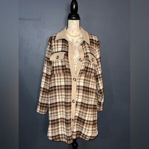 Plaid Women's Jacket in Brown and Tan